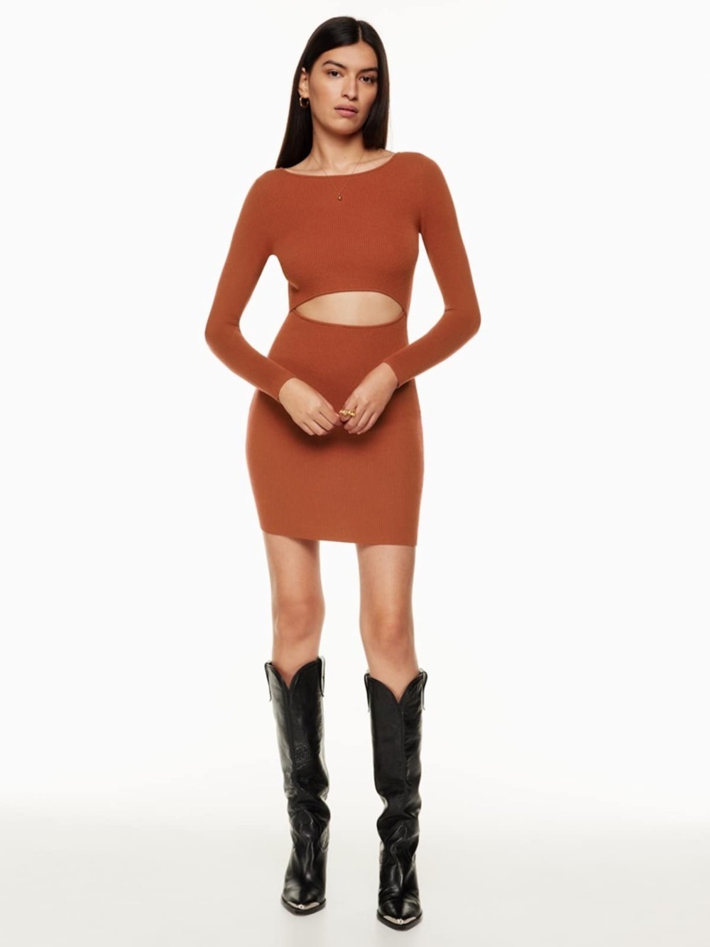 Aritzia Wilfred Cut-Out Knit Mini Dress